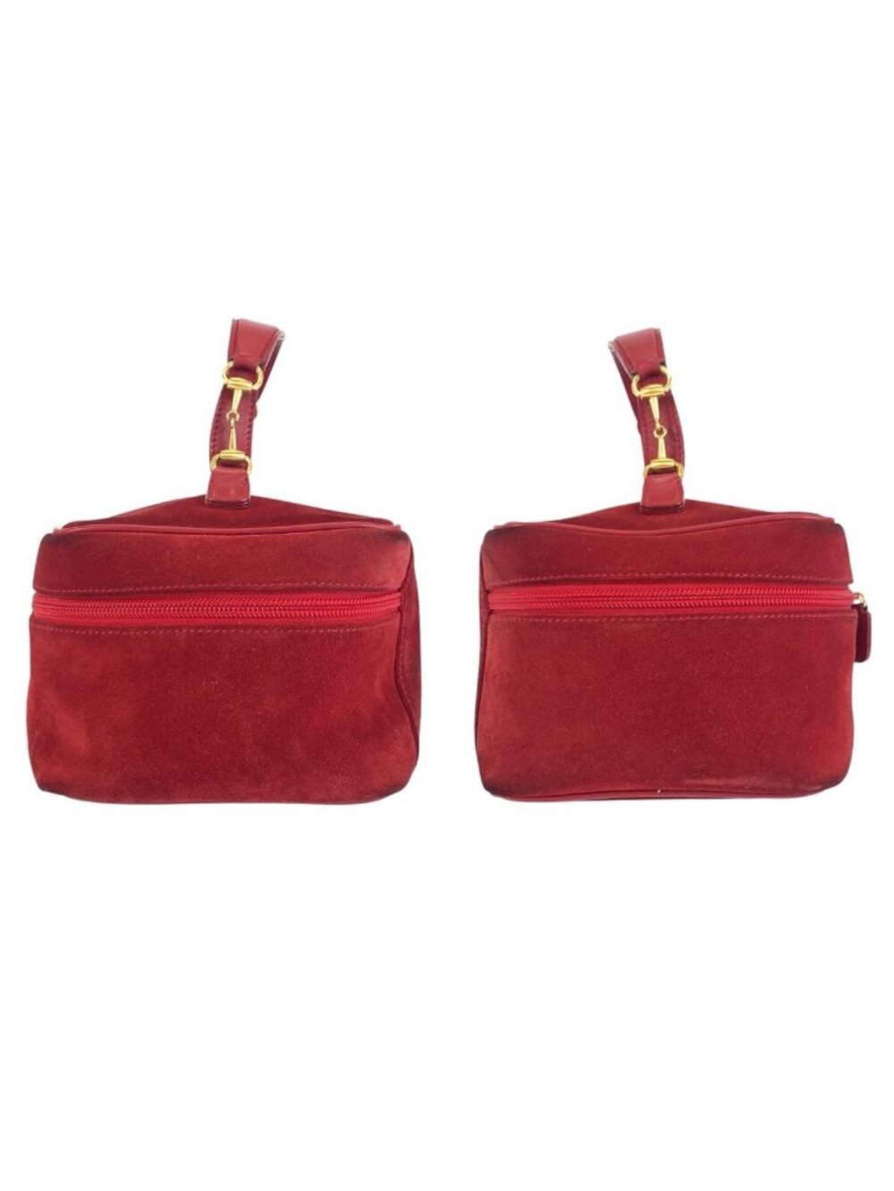Gucci Horsebit Red Gold Suede 032 Handbag Vanity Bag - Picture 8 of 9